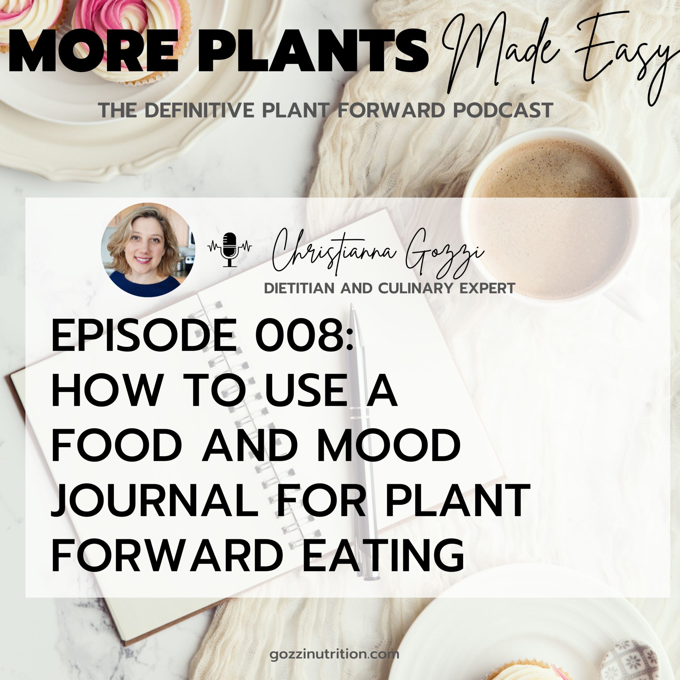 cover image depicting a food and mood journal for the more plants made easy podcast